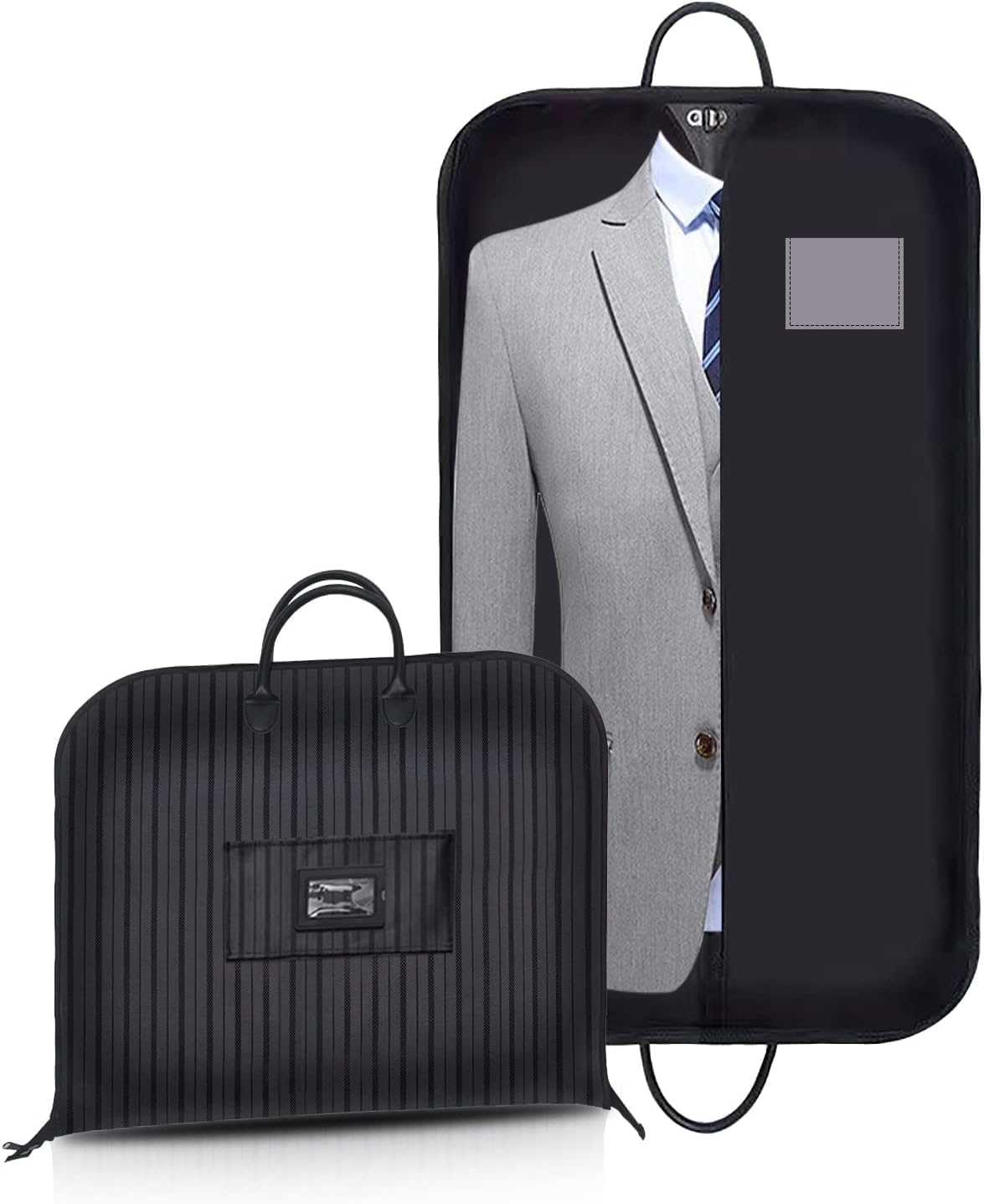 Azonee Suit Garment Bag 100x60 cm Clothes Carrier Folding Hanging Cover Bags for Travel and Storage Suit Jacket Dress Coat Men Women(Oxford Fabric Black)