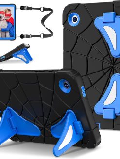 AVAKOT Samsung Galaxy Tab A9 Case 8.7 Inch 2023 Model (SM-X110/X115/X117), Lightweight Shockproof Kids Friendly Cover with Shoulder Strap for Samsung Galaxy A9 Tablet 8.7" - Black Blue