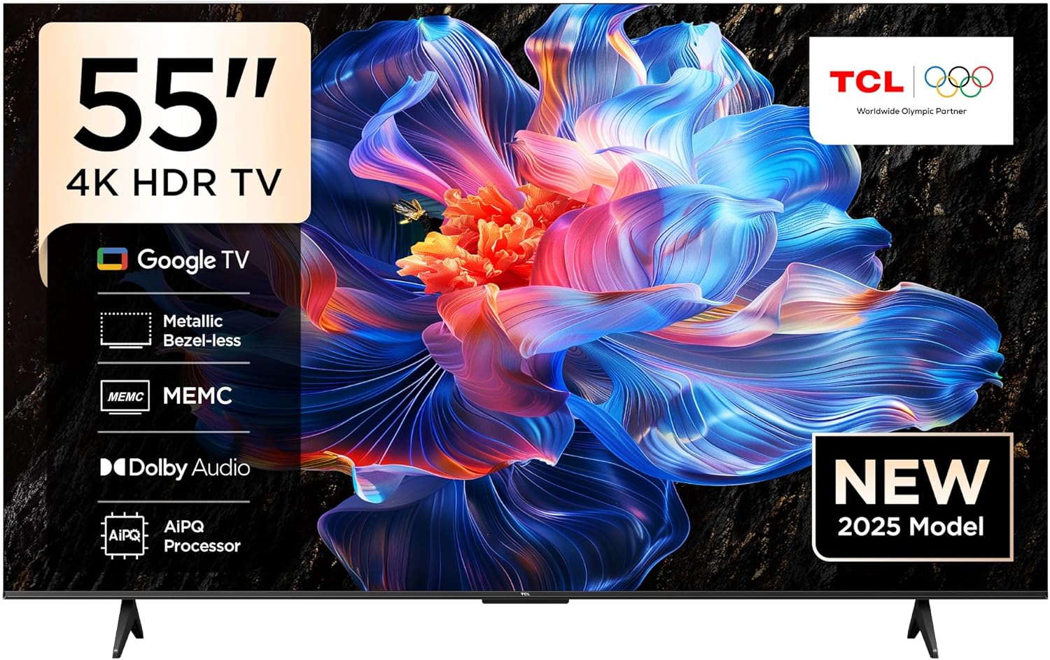 TCL 55-Inch P6K LED 4K UHD HDR Smart TV |Google TV, 60Hz, HDR 10, AiPQ Processor, Dolby Audio, MEMC, HDMI 2.1, Bluetooth 5.2, WiFi 5, Bezel-less Design, (55P6K - 2025 Model)