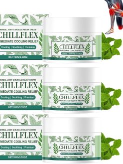 Chillflex Menthol Soothing Cream, Instant Cooling Relief Cream - Herbal Menthol Soothing Gel, Fast-Acting Relief Creams for Muscle & Joint Discomfort, Joint Activities Throughout The Body (3Pcs)