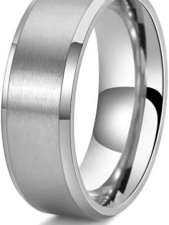 Mens Ring 8MM Titanium Stainless Steel Ring for Men,Highly Polished Simple Band Ring,Gold Silver Black Ring,Wedding Engagement Rings for Men Fidget Ring Size 7-13