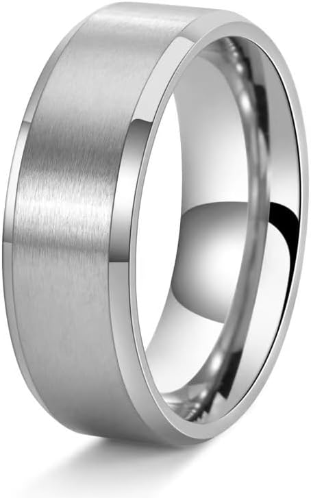 Mens Ring 8MM Titanium Stainless Steel Ring for Men,Highly Polished Simple Band Ring,Gold Silver Black Ring,Wedding Engagement Rings for Men Fidget Ring Size 7-13