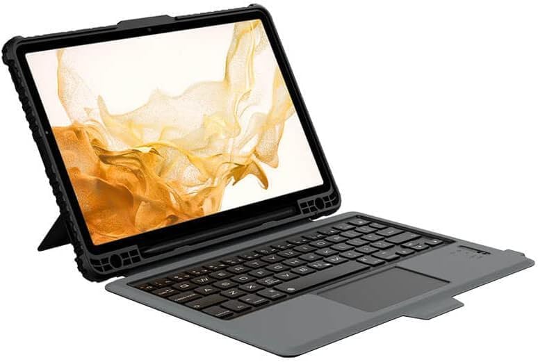 Nillkin Bumper Combo Keyboard Case Designed For Samsung Galaxy Tab S8 Plus/S7 Plus/S7 FE, Pen Holder/Shockproof Cover/Stand/Trackpad and Removable keyboard - Black