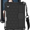 BLCshine Protective Case for iPad Mini 7 (A17 Pro) 2024 / iPad Mini 6 2021 8.3 Inch, Rugged Shockproof Silicone Protective Cover with Handle Stand and Shoulder Strap - Black+Black