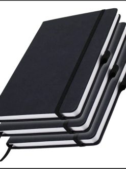 NA-1 Notebook A5, Lined Pages, Black Hardcover, Writing Pad - 192 Page, 3 Pieces