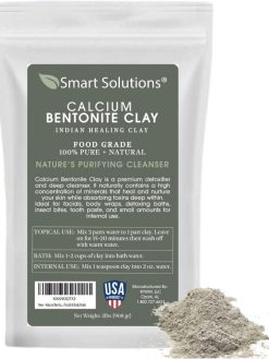 SMART SOLUTIONS Calcium Bentonite Clay Food Grade, 2 lb Pure Indian Healing Clay - All Natural for Internal and External Use | DIY Facial Treatments, Deodorants, Hair Masks