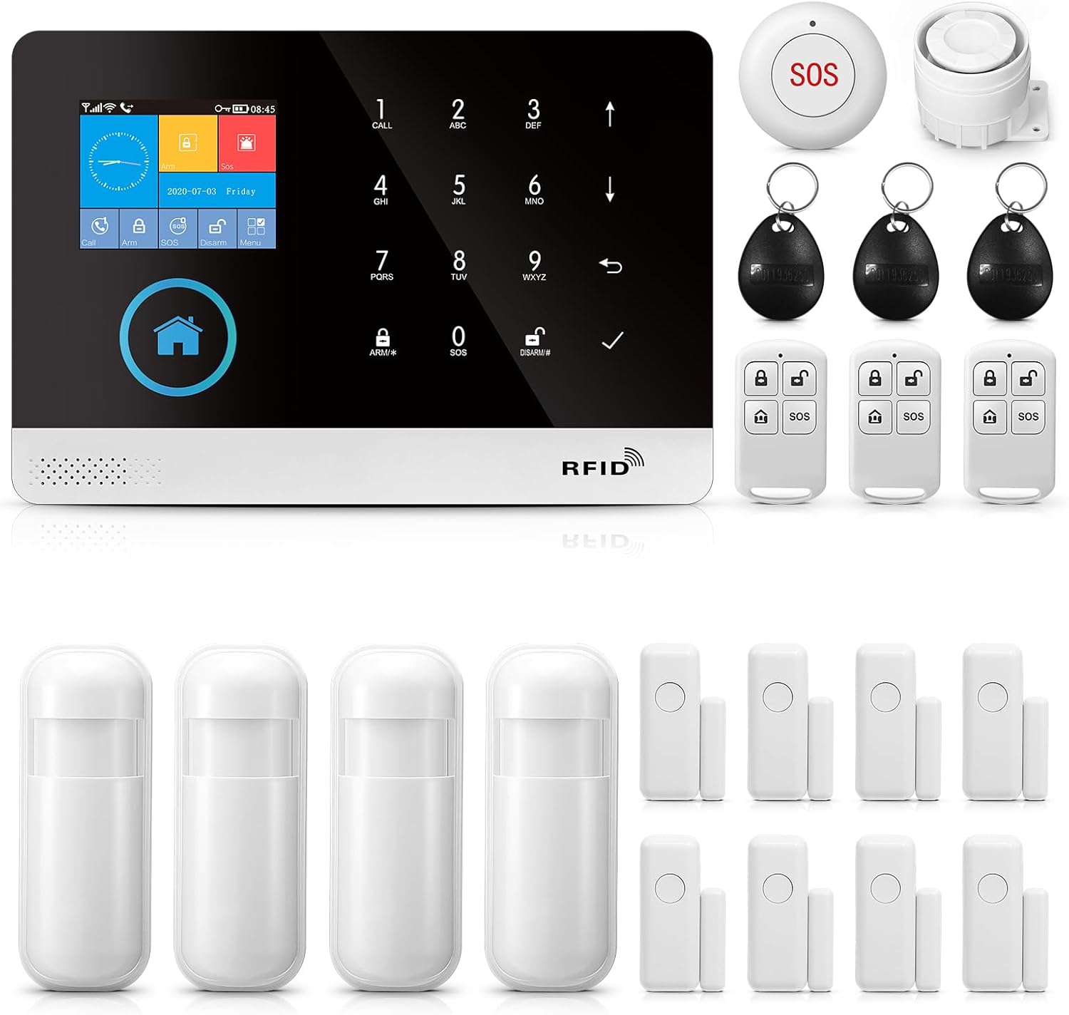 PGST WiFi+GSM/4G Home Smart Alarm Security System,DIY Wireless Burglar Alert System,Motion Detector,Remote Controls,Door Sensor,APP Control,NO Monthly Fees, Work with Alexa and Google (PG-103-4G-E)