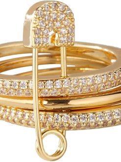 Gold Stackable Rings for Women Non Tarnish Ring Set Dainty 14k Gold Plated Cz Cubic Zirconia Wedding Rings Thumb Ring Set Stacking Pack Statement Chunky Band Rings Unique Jewelry Gift, Size 9