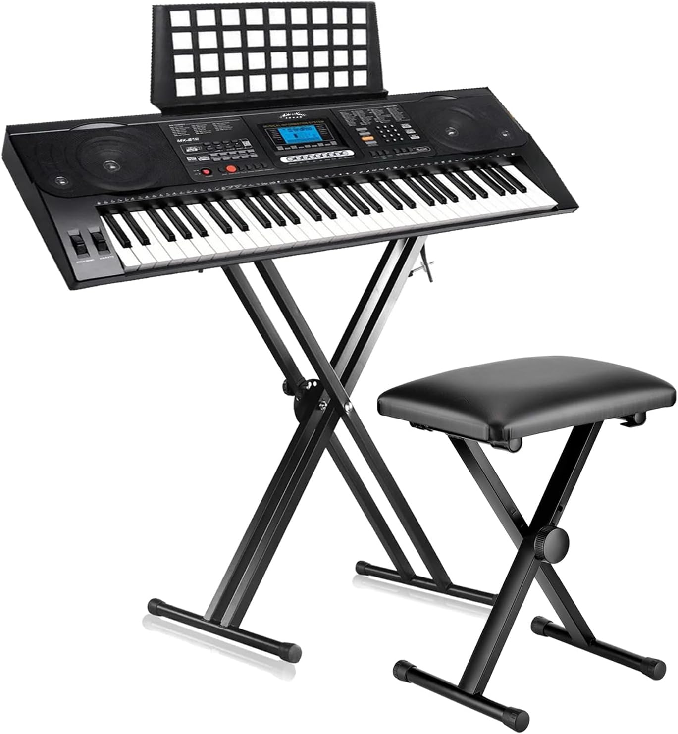 Mike Music 61 Key Keyboard Piano MK812 Professional Electronic Keyboard Digital Piano Keyboard Electronic Organ Piano with Sheet Stand, Power Supply,Keyboard Stand, Piano Bench