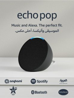 Echo Pop | Full sound compact Wi-Fi & Bluetooth smart speaker with Alexa | Use your voice to control smart home devices, play music or the Quran, and more (speaks English & Khaleeji) | Charcoal