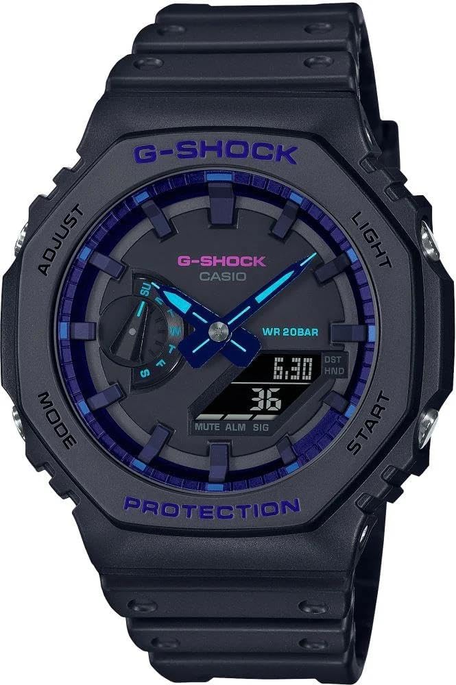 G Shock Men's Ga2100 Virtual Blue Series Watch Lace Glass Blue, Blue, One Size, strap