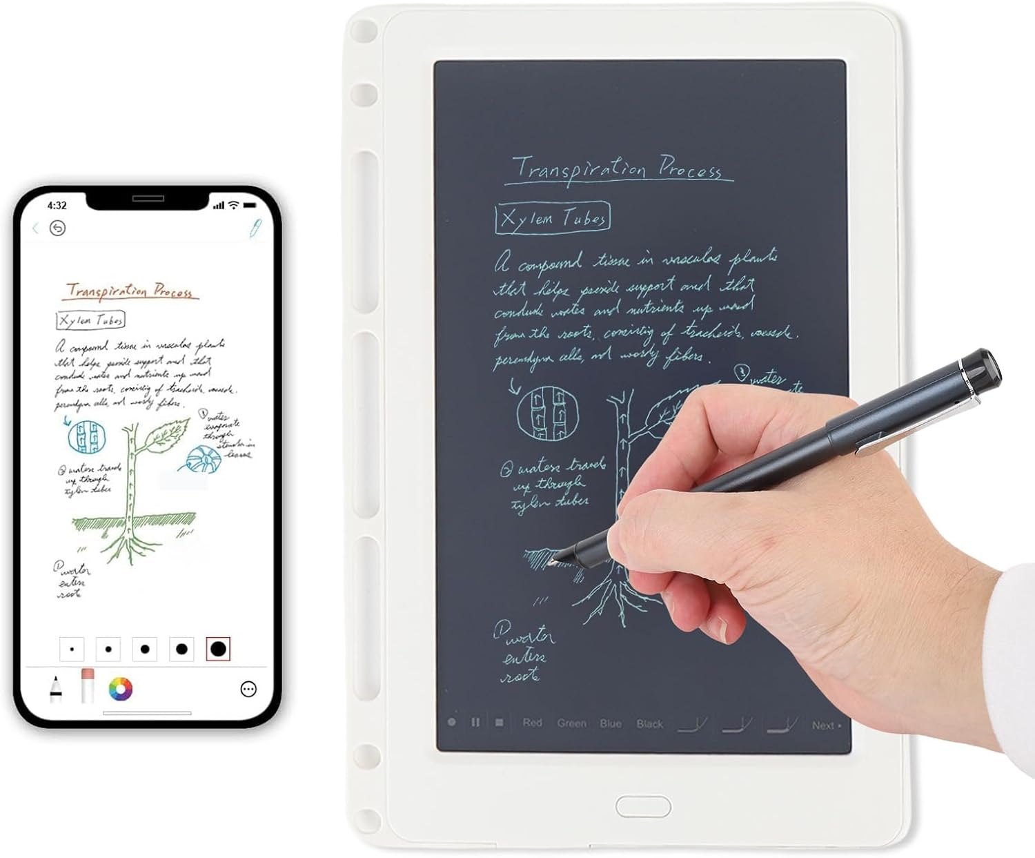 2 in 1 Digital Notebook with Pen, Bluetooth Paper Tablet Electronic Writing Pad, OCR Recognition Offline Storage Real Time Sync Writing Board