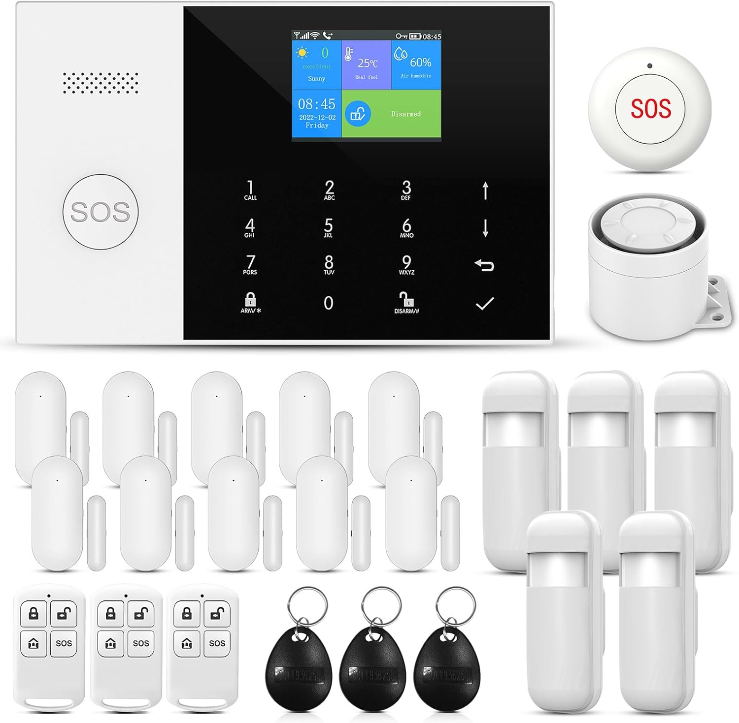 PGST WiFi+GSM/4G Home Smart Alarm 24-Piece kit, Wireless Home Security Alarm System, Door/Window Sensor Entry Sensors with Smart Life and Tuya App Alert, with Google Assistant and Alexa