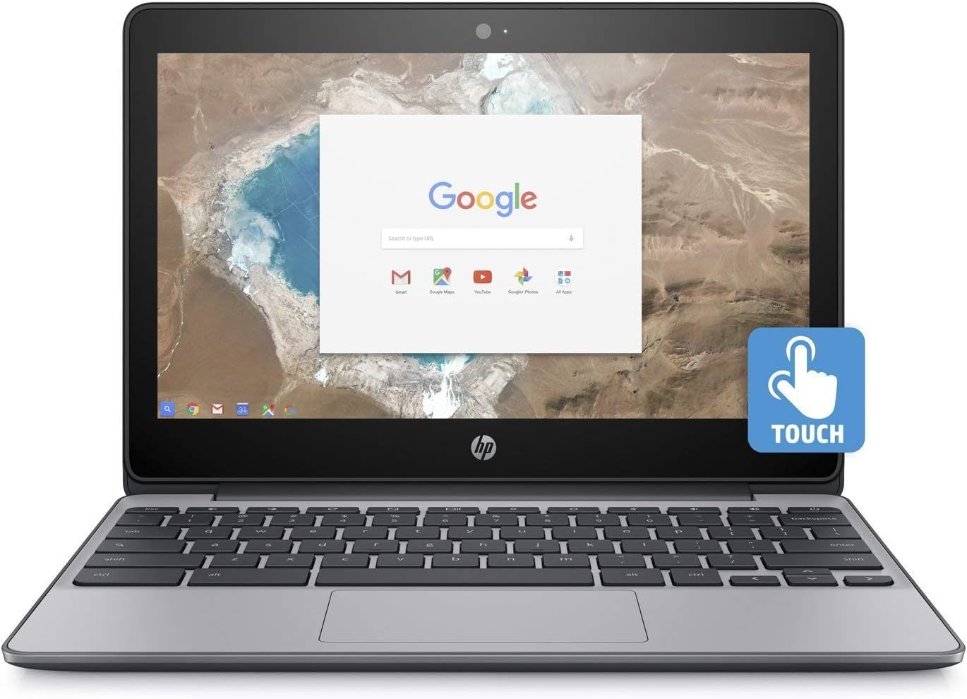 HP 11.6in 11-v020nr HD IPS Gorilla Glass Touchscreen Chromebook, Intel Celeron N3060 Dual-Core, 4GB DDR3, 16GB SSD, 802.11ac, Bluetooth, Chrome OS (Renewed)