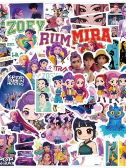 110Pcs Demon Hunters Vinyl Huntrix Band Sticker Set, Waterproof Vinyl Decals, Anime Character Collection for Laptop, Water Bottle Gifts Birthday Decorations (55PCS Kpop B)