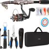 PLUSINNO Fishing Rod and Reel Combos Carbon Fiber Telescopic Fishing Pole with Reel Combo Sea Saltwater Freshwater Kit Fishing Rod Kit
