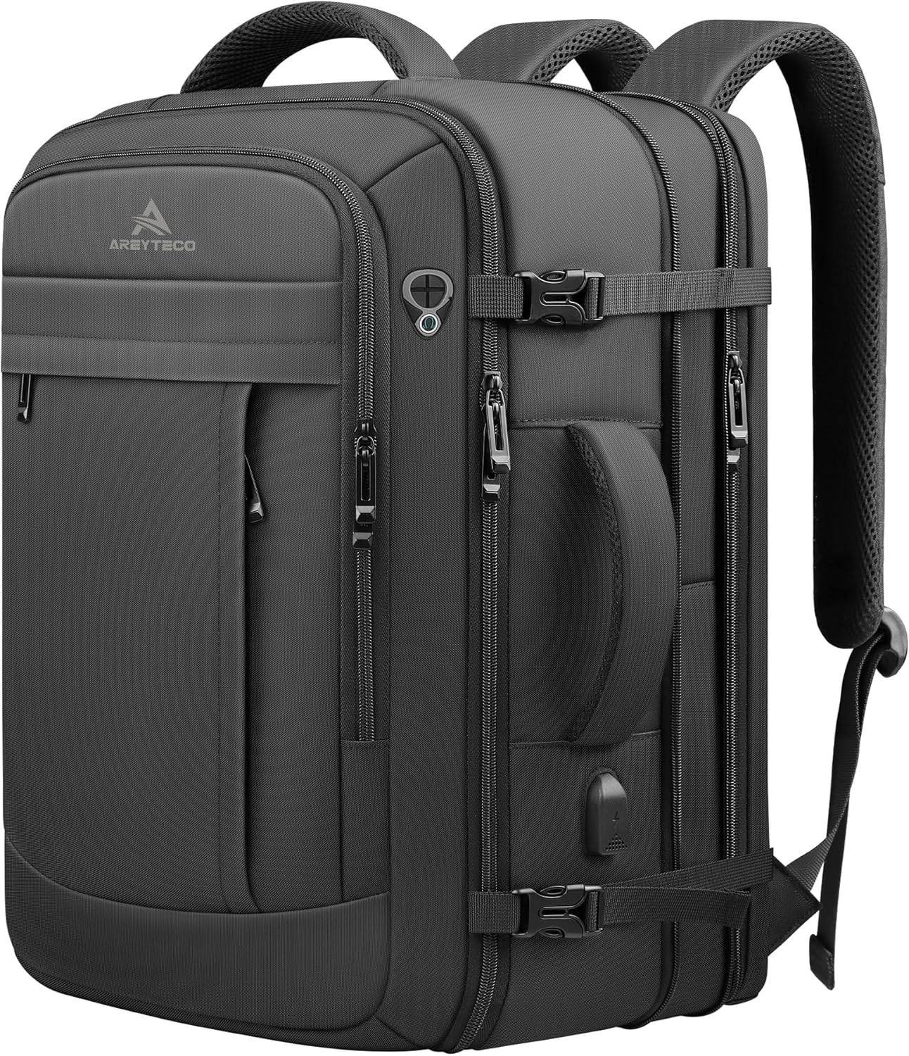 AREYTECO Travel Laptop Backpack, 50L 55L Expandable Extra Large Travel Laotop Carry On Backpack, Travel Backpack