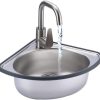 Stainless Steel Hand Sink with Bracket, Wall Mount Hand Wash Sink, Mini Corner Washbasin for Bathrooms, Laboratories, RV,Silver-Kit#B