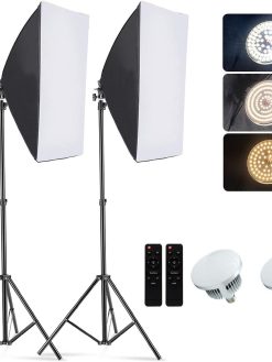 Gluckluz Softbox Lighting Kit Photography Light Studio 19.7 x 27.5 Inch 2 Pack Video Light Kit with 76 Inch Stand & E27 Socket & 2 Remotes for Portrait Advertising Photo Shooting YouTube