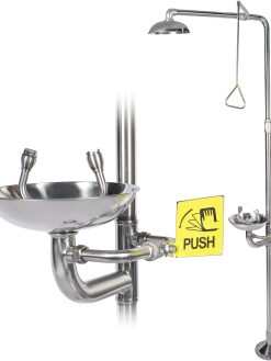 ZAIED Emergency Shower Eyewash Station Combination Eye Wash Station with Shower Safety Shower Eye&Face Washing Unit, 304 Stainless Steel, with Eyewash Sign, NPT thread