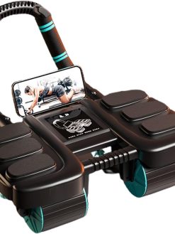 SKY-TOUCH 4-Wheel Automatic Rebound Ab Roller - Ultimate Core Strength Trainer with Elbow Supports, Knee Mat, and Timer for Effective Abs Workouts,36 * 23 * 25cm,Black