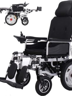 Foldable Heavy Duty Electric Wheelchair with Headrest Adjustable Backrest And Pedal,Joystick, Drive with Electric Power Or Use As Manual Wheelchair,Black