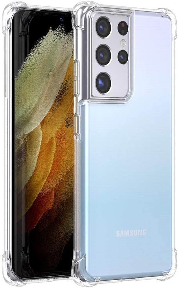 Zubitech Samsung Galaxy S21 Ultra Clear Cover Case soft TPU Transparent Silicone Gel Back Protective Case shock Absorbent Reinforced Corner for Samsung Galaxy S21 Ultra Clear