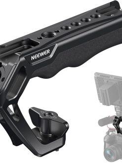 NEEWER Camera Top Handle with 3/8" Wing Screw & Locating Pins for ARRI, Nonslip Silicone Grip with 1/4" & 3/8" Threads, Cold Shoes, Compatible with SmallRig Camera Cage Accessories, CA107