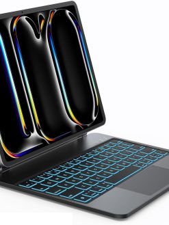Case with Keyboard for iPad Pro 11 inch (M4) 2024,iPad Pro 11(5th Gen) Keyboard Case with Easy-Set Magnetic Stand,Multi-Touch Trackpad with 7 Colors Backlit Keys.Black