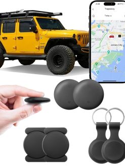 Car Tracker 2-Pack, Android System, No Subscription Required, Mini GPS Tracker for Vehicles, Pets, Keys, 360-Day Battery, Magnetic GPS Tracker with Sound Alert & Map