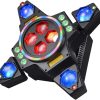 Crony Moving Head DJ LED Lights with laser Stage Light 4 in 1 with 4 Arms Beam, Red Green Starry, lridescent light Strips DMX512, for Disco Club Party home party KTV Karaoke DJ Stage Lighting