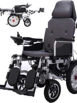 Foldable Heavy Duty Electric Wheelchair with Headrest Adjustable Backrest And Pedal,Joystick, Drive with Electric Power Or Use As Manual Wheelchair,Gray