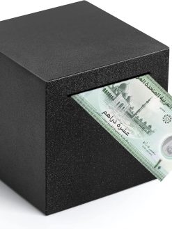 Piggy Bank for Adults Must Break to Open, Stainless Steel Metal Money Savings Box for Cash Coin (4.72 inch) (black)