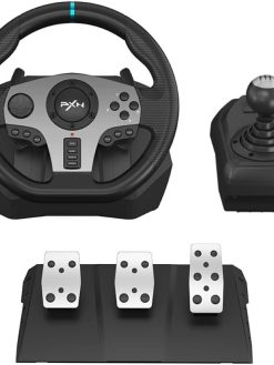 PXN PC V9 Universal Usb Car Sim 270/900 Degree Race Steering Wheel with 3- Pedals And Shifter Bundle