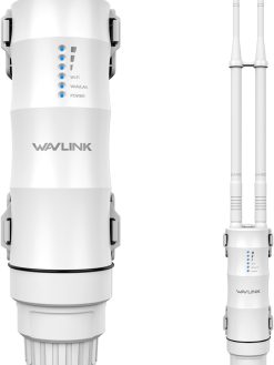WAVLINK Waterproof AC1200 Outdoor Long Range WiFi Extender/Access Point/WiFi Repeater/Router, 2.4G 300Mbps + 5G 867Mbps Dual Band WiFi with 2x7dBi High Gain Antennas, Active/Passtive PoE
