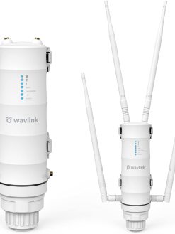 WAVLINK Weatherproof AC1200 Outdoor WiFi Range Extender/Wireless Access Point/Router with POE, Dual Band 2.4GHz 300Mbps+5.8 GHz 867Mbps, 4x7dBi Detachable Omni Directional Antenna for Backyard, Farm