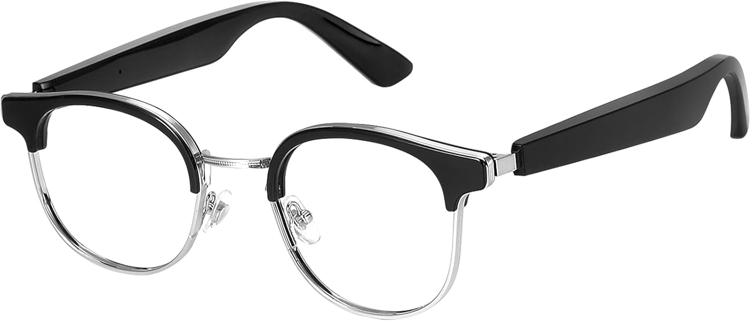 X00MEER Smart Glasses, 5.3 Bluetooth Glasses with Dual Stereo Speakers, Voice Assistant Compatible,Music &HD Calling, for Men & Women (KX04B)