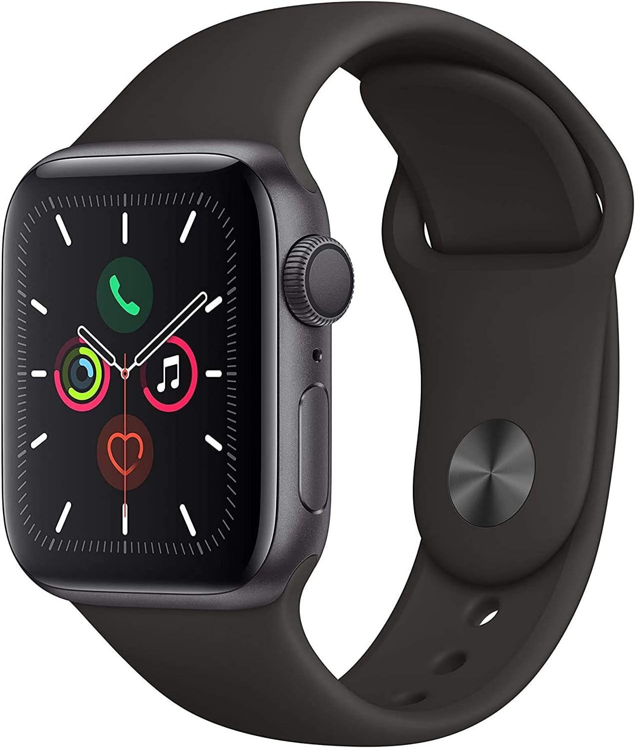 Apple Watch Series 5 (GPS, 44mm) Smartwatch - UK/EU Model (Space Gray Aluminum Case with Black Sport Band) (Renewed)