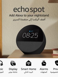 Echo Spot (2024 release), Smart alarm clock with vibrant sound + Alexa, Black
