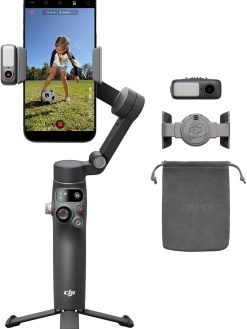 DJI Osmo Mobile 8 Gimbal Stabilizer for Phone, Native Tracking with Audio & Lighting, 360° Pan Rotation, Built-in Extension Rod & Tripod, 10h Battery, Extension Rod, Robust 3-Axis Stabilization