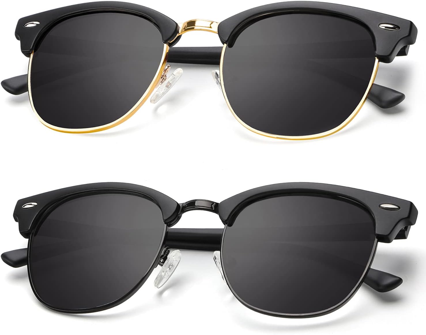 Mens Polarized Sunglasses for Women Semi Rimless Frame Driving Sun glasses:100% UV Blocking