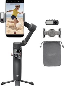DJI Osmo Mobile 7P Gimbal Stabilizer for iPhone, Android, Native Tracking, 3-Axis Phone Gimbal, Built-in Extension Rod & Tripod, Phone Charging, UAE Version with Official Warranty Support