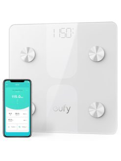 eufy Smart Scale C1 with Bluetooth, Body Fat Scale, Wireless Digital Bathroom Scale, 15 Measurements, Weight/Body Fat/BMI, Fitness Body Composition Analysis,White, lbs/kg