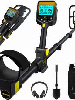 Metal Detector for Adults Professional, Rechargeable Lithium Battery Powered,Wireless Adjustable Retractable Foldable Metal Detector Waterproof High Accuracy Gold Detector, Backlit LCD Display