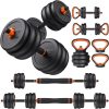 FEIERDUN Adjustable Dumbbells, 20/30/40/50/70/90lbs Free Weight Set with Connector, 5 in1 Dumbbells Set Used as Barbell, Kettlebells, Push up Stand, Weight Plate, Fitness Exercises for Home Gym