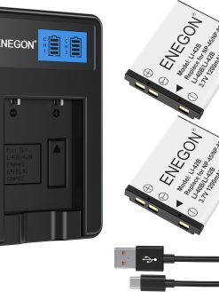 ENEGON NP-45 Replacement Battery (2 Pack) and USB Charger Kit for Nikon EN-EL10,for fujifilm NP-45S/A/B, NP-80,Li-40B,Li-42B, INSTAX Mini 90, FinePix XP140/130/120/90/80/70/60/50,T350,T550,JX500