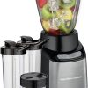 Hamilton Beach Stay Or Go Blender, 1L Jar, 250ml Jar For Grinding, Two 500 ml Portable Cups For Smoothies, Shatterproof Tritan Jars, 250 Watts, Stainless Steel, 52400-Sau, 2 Year Limited Warranty