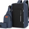 Backpack Laptop 15.6 inch - Casual Laptop Bag with Crossbody Sling & Pouch, Men Women, Durable Lightweight and Water-Resistant, Travel & Work, With USB Charging Port - Set 3-in-1