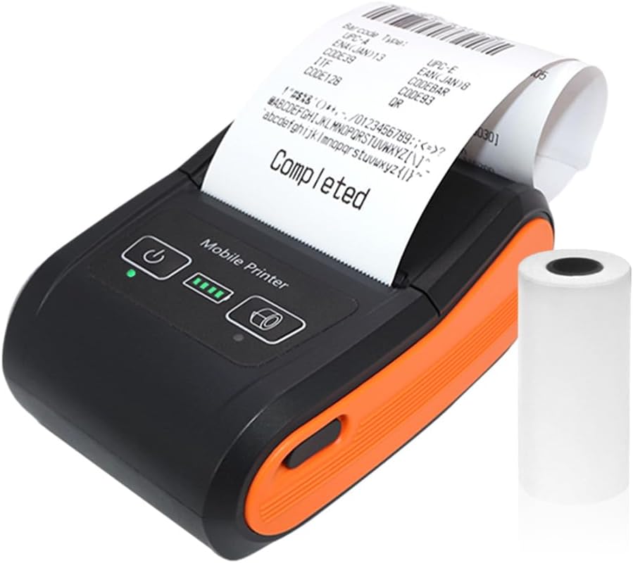 Eacam Portable Receipt Printer, Mini Thermal Printing with 2 Inch Thermal Paper Roll Compatible with Android/iOS/Windows System for Billing in Hotels Shops Restaurants Malls Supermarkets Warehouses