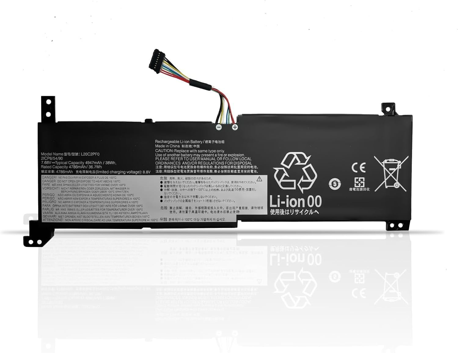 7.68V 38Wh 4947mAh L20C2PF0 L20M3PF0 L20C3PF0 Battery Compatible for Lenovo IdeaPad 3-14ITL6 3-15ITL6 3-17ITL6 S14 V14 V15 V17 G2-ITL G3-IAP K14 Series